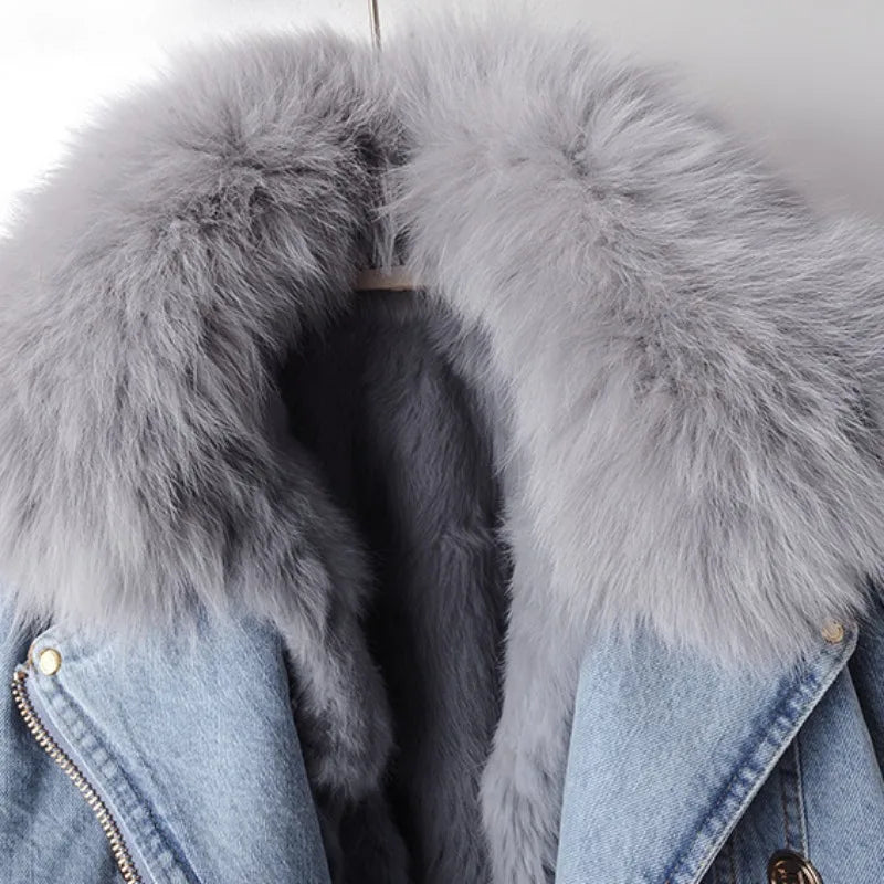 Roxanne Fox Fur Denim Jacket - Weston Fletcher