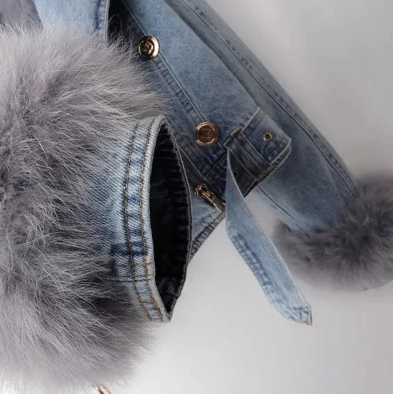 Roxanne Fox Fur Denim Jacket - Weston Fletcher