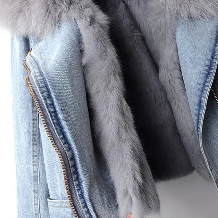 Roxanne Fox Fur Denim Jacket - Weston Fletcher
