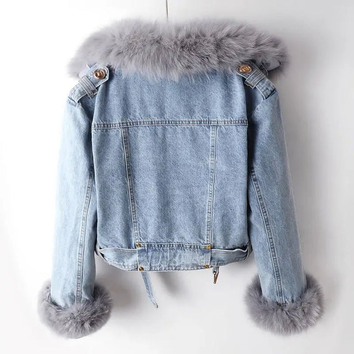 Roxanne Fox Fur Denim Jacket - Weston Fletcher