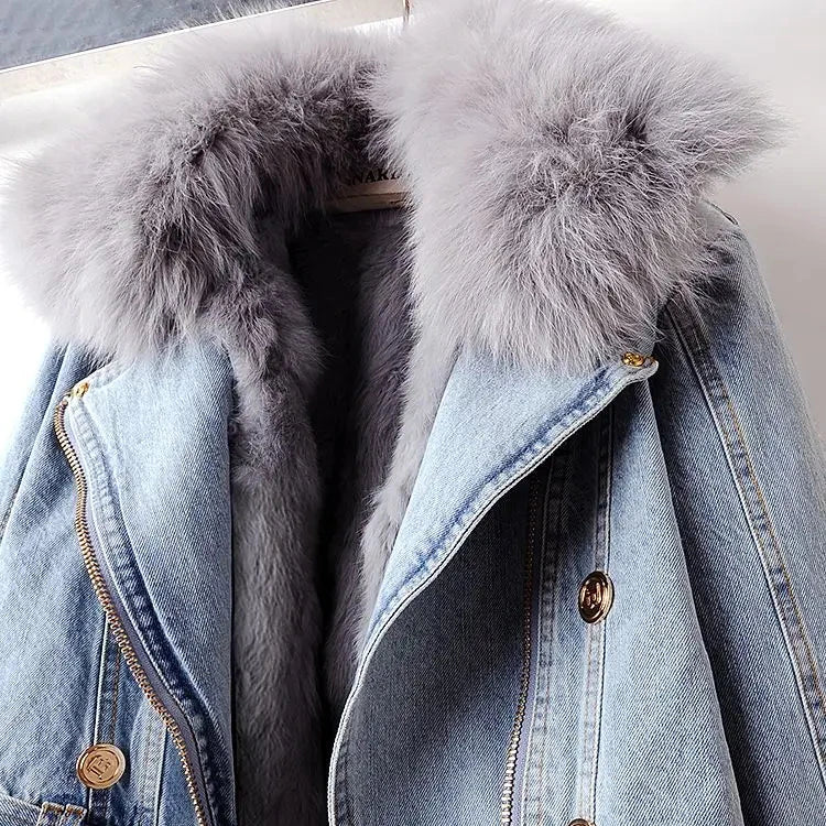 Roxanne Fox Fur Denim Jacket - Weston Fletcher