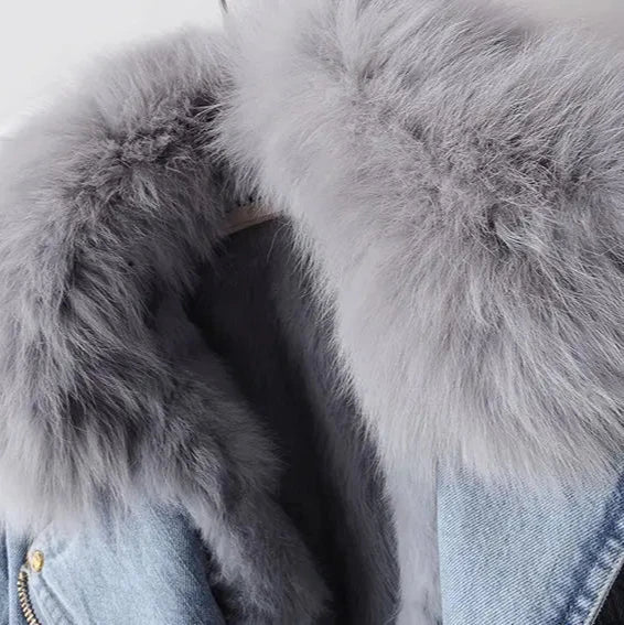 Roxanne Fox Fur Denim Jacket - Weston Fletcher