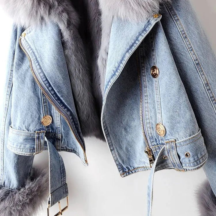 Roxanne Fox Fur Denim Jacket - Weston Fletcher