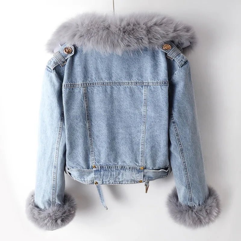 Roxanne Fox Fur Denim Jacket - Weston Fletcher