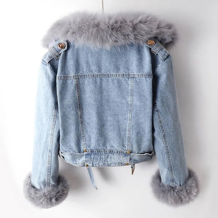 Roxanne Fox Fur Denim Jacket - Weston Fletcher