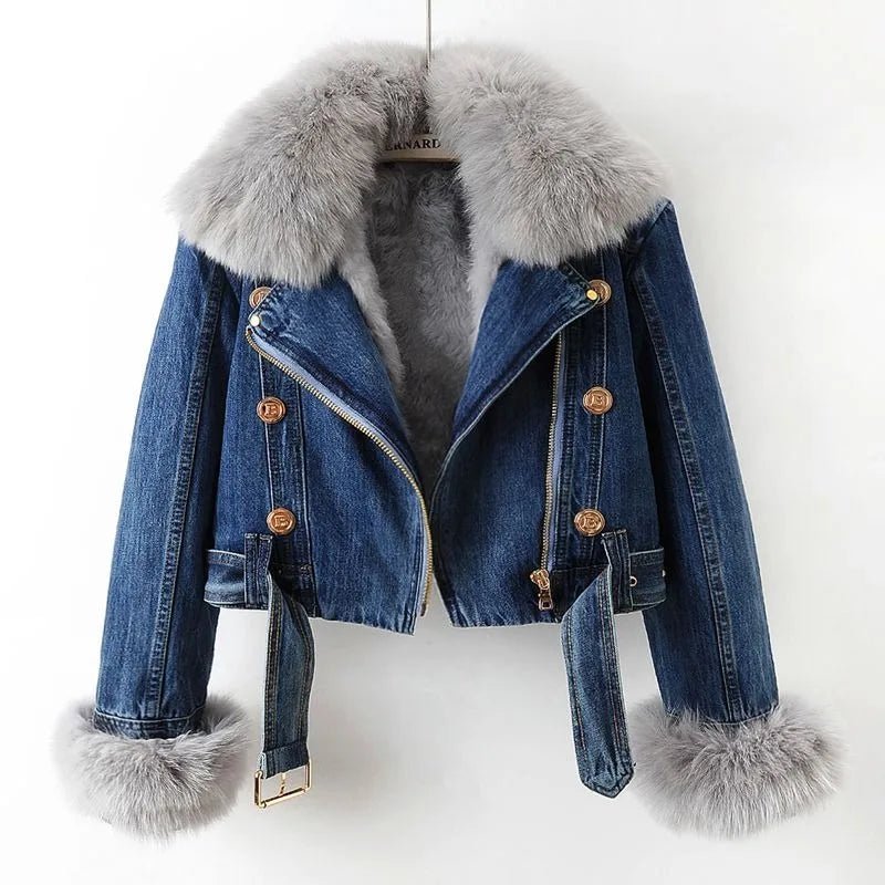 Roxanne Fox Fur Denim Jacket - Weston Fletcher