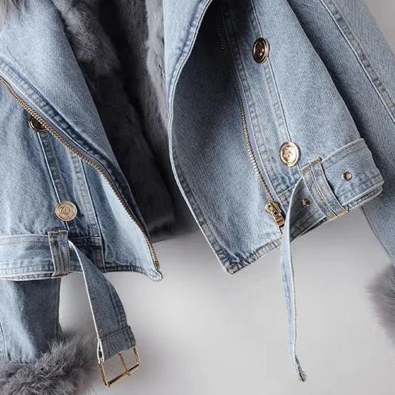 Roxanne Fox Fur Denim Jacket - Weston Fletcher