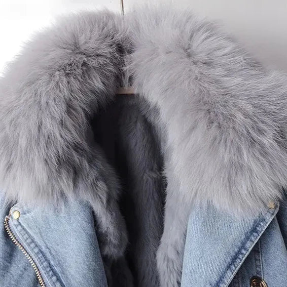 Roxanne Fox Fur Denim Jacket - Weston Fletcher