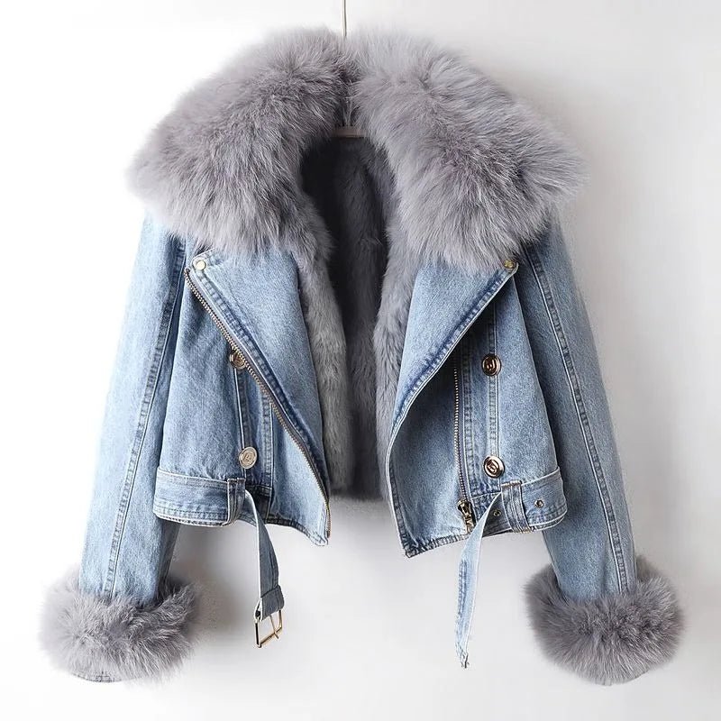 Roxanne Fox Fur Denim Jacket - Weston Fletcher